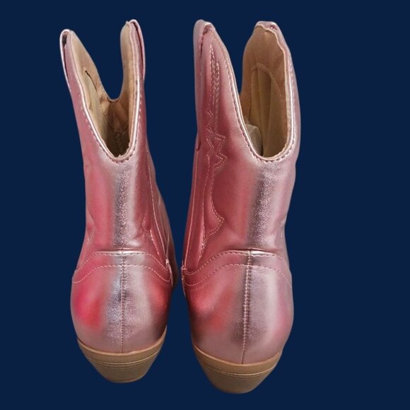 Soda Blazing Western-Style Ankle Boots  Stitched Pointed  Toe  Metallic Rose 9 - Picture 16 of 16